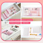 Kitchen Desk Drawer Organizers Storage for Office, Small Acrylic Vanity Trays Makeup Organizer for Drawer Bathroom Plastic Ma