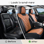 Coverado Car Seat Covers Full Set, Seat Covers for Cars, Front Seat Covers and Back Seat Cover Waterproof Leather Automotive 