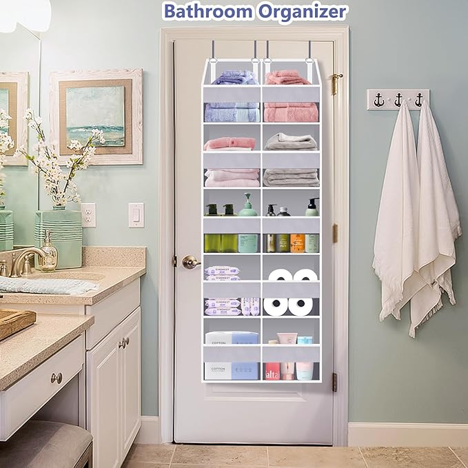 UVIAHOMI Heavy Duty Over The Door Organizer 5 Tiers, Extra Large Behind Door Storage of 10 Front & 10 Mesh Pockets, 80lb Weig