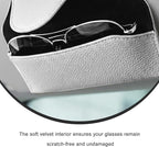 Sunglass Holder for Car Visor, Magnetic Auto Sun Visor Eyeglass Organizer with Dual Back Clips, Leather Glasses Protective Storage Case Universal for Most Vehicles Visors (White)