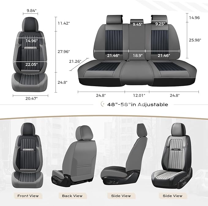 Coverado Car Seat Covers Front Seats, Seat Covers for Cars, Car Seat Protector, 2-Pack Car Seat Cushion Nappa Leather, Waterp