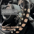 PINCTROT Race Grip Steering Wheel Cover, Anti Slip Silicone Perforated Design with Soft Touch Padding, Enhanced Grip for Sporty Driving, Universal 14.5-15 Inch (Racing White)