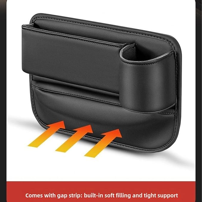 Car Seat Gap Organizer & Cup Holder Expander - Anti-Slip Design, Universal Fit for SUV/Truck, Prevent Phone/Keys Falling (Black)