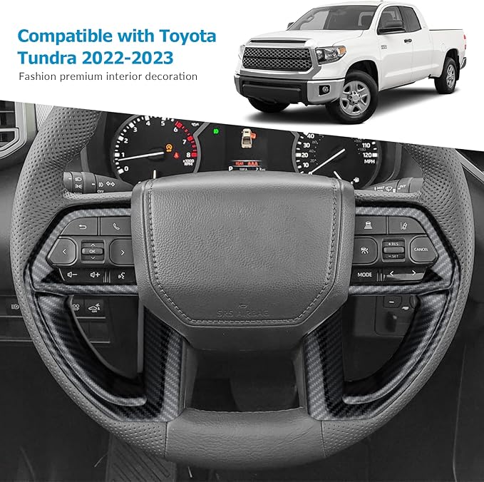 INTGET 2PCS Steering Wheel Cover for 2022-2025 2026 Toyota Tundra Accessories Carbon Fiber Steering Wheel Protector Trim Interior for 2023 2024 2025 2026 Toyota Sequoia Accessories