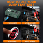 Sharmeal Jump Starter 6000A,12V Car Battery Jump Starter with Air Compressor (Up to All Gas or 10.0L Diesel Engine), Battery Booster with 3 Modes Flashlight and Jumper Cable