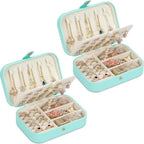 Travel Jewelry Box, PU leather Small Jewelry Organizer For Female Girls, double layer portable mini travel case for storing e
