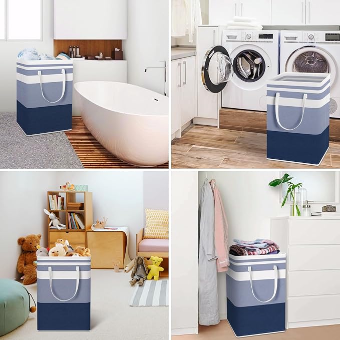 HomeHacks 2-Pack Large Laundry Basket, Waterproof, Freestanding Laundry Hamper, Collapsible Tall Clothes Hamper with Extended