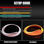 JMTBNO 94" Car LED Hood Light Strip,Dual Color Dynamic Scan Start Up Hood light Exterior,Daytime Running Lights White&Amber Switchback Sequential Turn Signal Lights