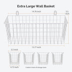 MaraFansie Wire Basket 4-Pack [Extra Large] Hanging Wall Organizer Cabinet Storage Basket Wall Mounted Shelves Rustic Farmhou