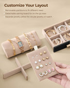 Glimmloop 360° Rotating Jewelry Box with 5 Drawers, Spacious Vertical Jewelry Organizer with Glass Window, Jewelry Storage Ca