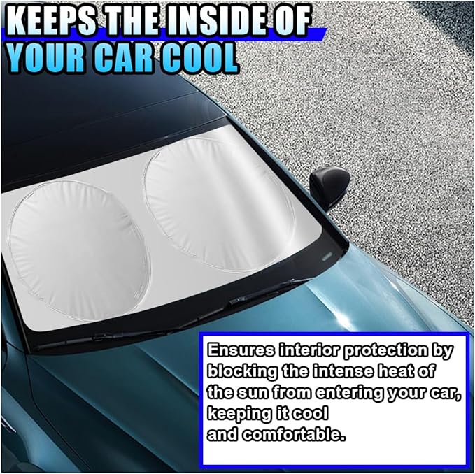 6PCS Reflective Car Windshield Sunshade, Foldable Side Window Sun Shade with Storage Bag for Front & Rear Windshields, Privacy Protection Cover Block UV Rays, Keep Cool for Most Cars