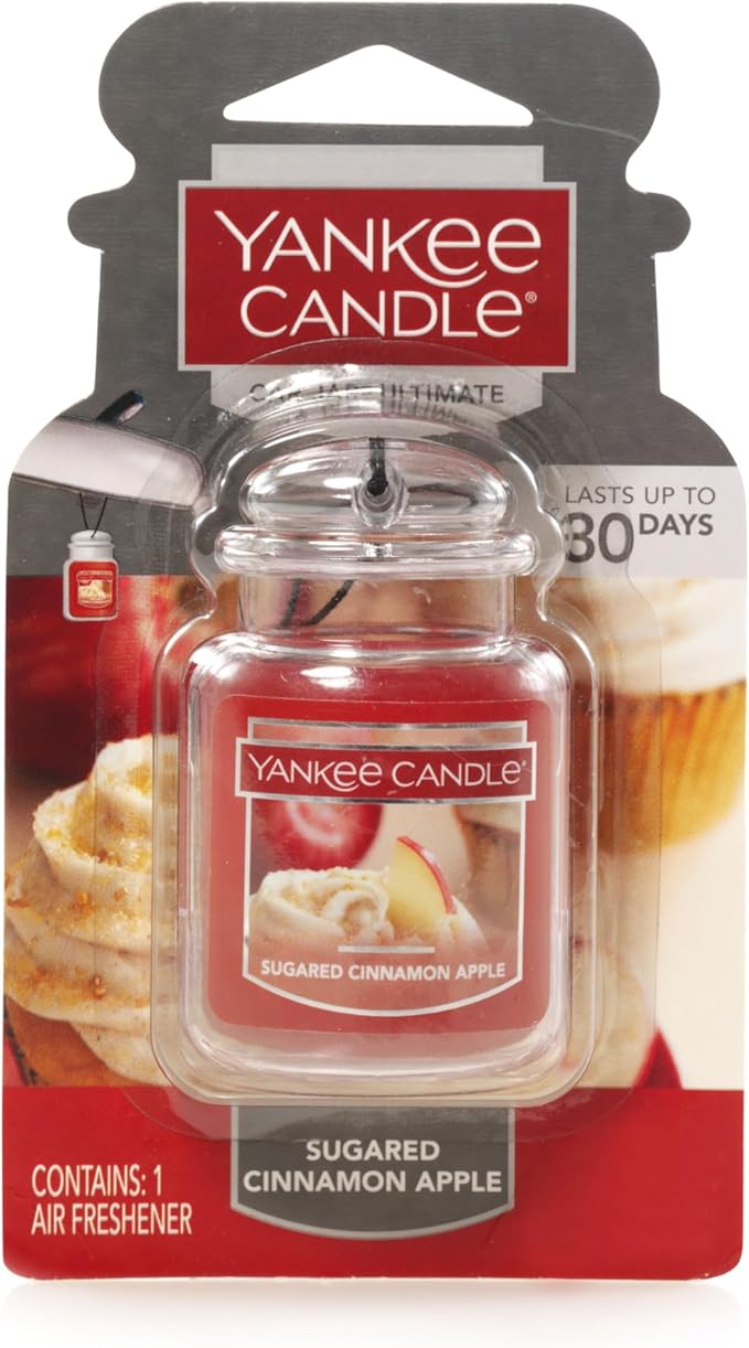 Yankee Candle Car Jar Ultimate, Sugared Cinnamon Apple, 0.96 OZ (Pack of 12)