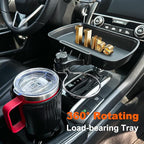 Aucurwen Cup Holder Tray for Car, 360° Rotating Car Tray, Car Food Table Tray for Eating with Solid Base & Phone Slot, Car Cup Holder Expander for Road Trip Essentials for Adults, ATCT-8