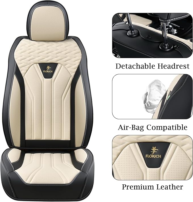 FLORICH Seat Covers for Cars, Waterproof Seat Covers, Leather Car Seat Covers 2 Pack, Universal Seat Cushion Protector for Mo