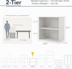 Homes: Inside + Out Apexa 2-Tier Cube Storage Organizer Shelves, Stackable Wood Bookcase Fits Cubby Bins for Organization, Do