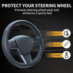 Carbon Fiber Leather Steering Wheel Cover for Tesla Model 3/Y 2016-2025 2026 Juniper/Highland, Non-Slip Breathable Steering Wheel Protector for Tesla Model 3/Y Accessories 2026