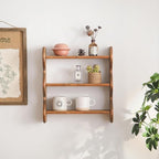 Solid Wood Wall Shelf 3-Tier,Solid Wood Floating Shelves,Vintage Wall Shelf Home Decor. 23.8" Long Floating Shelf for Living 