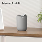 EKO Fandy 0.58 Gal/2.2L Mini Trash Can with Lid, Swing-Top Desktop Trash Can for Bathroom, Countertop, Vanity, Desk or Office, Small Garbage Bin (Grey)