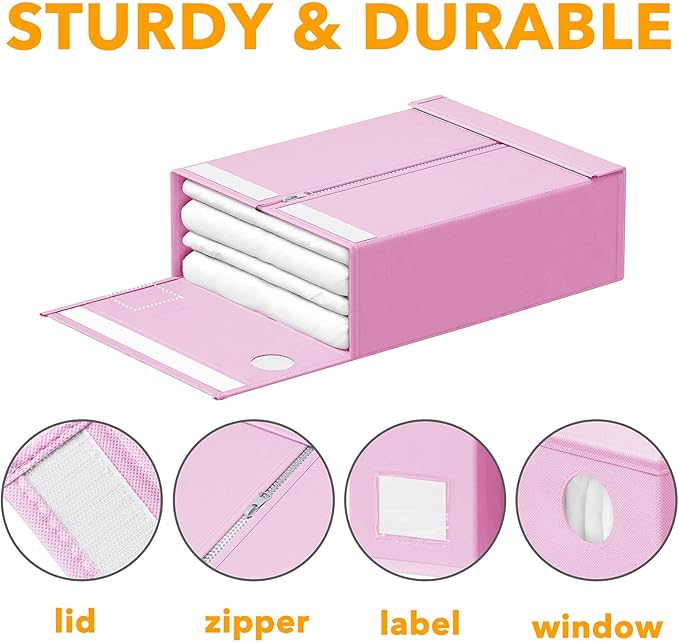 SpaceAid 6 Pack Bed Sheet Organizers and Storage, Foldable Sheet Organizer with Window for Linen Closet, Set Folder Keeper fo