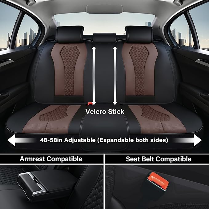 Coverado Car Seat Covers, Seat Covers Full Set, Coffee Car Seat Cover, Auto Seat Covers Front Seats Rear Seat Cover, Luxury C