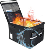 File Box with Lock 5200°F with Heat Insulated,Fireproof Box File Storage Organizer Anti-Static,Collapsible Fireproof Document