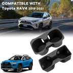TUYICIN 2PCS Cup Holder Inserts for 2019-2021 Toyota RAV4 Accessories, TPE Center Console & Rear Row Seat Drink Holder Set No