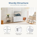 DUMOS Dresser for Bedroom, 5 Storage Drawers, Wide Fabric Closet Chests Organizer Tower Furniture with Wooden Top Metal Frame