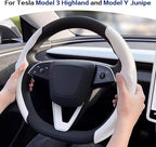 for Tesla Model 3 Highland and Model Y Juniper Steering Wheel Cover Trim Interior Decoration Protection Accessories (M3/My-White 3pcs)