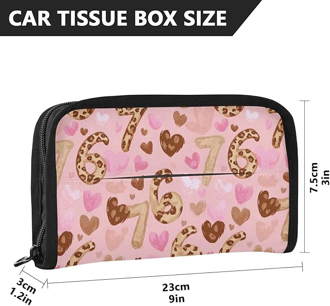 Car Tissue Holder Car Visor Organizer Tissue Box Holder for Car Sun Visor Organizer with Car Vehicle Accessories Essentials Interior for Women Men Six Seven Leopard Hearts Pink