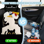 Three Black Cats Car Trash Bag - Waterproof Car Trash Bag Hanging Leakproof Car Garbage Bag - Washable Reusable Trash Bag For Car Interior Hanging Organizer Storage Vehicle Travelling Camping