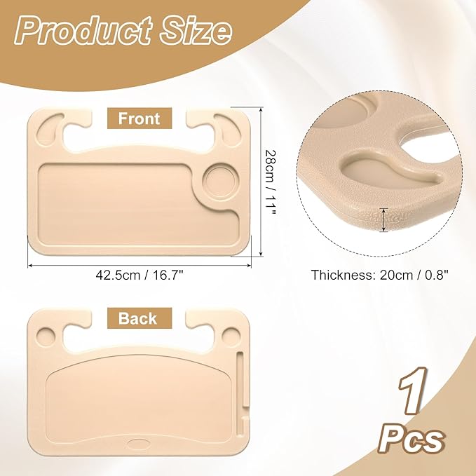 HARFINGTON 2 in 1 Car Steering Wheel Tray Car Food Trays Auto Steering Wheel Under Table Desk for Eating Food Drink Laptop Writing Work, Orange