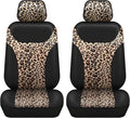 AUTOFAN Universal Fit Front Car Seat Covers (2-Pack) – Premium PU Leather with Leopard Print Design, Airbag Compatible, Easy 