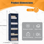 Hanging Closet Organizer and Storage 5-Shelf, Easy Mount Foldable Hanging Closet Wardrobe Storage Shelves, Clothes Handbag Sh