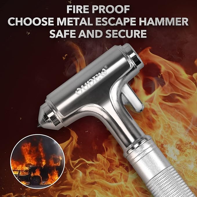 Car Safety Hammer, Car Glass Breaker with Seat Belt Cutter, Automotive Escape Tool, Metal Window Breaker, Emergecy Safety Ham