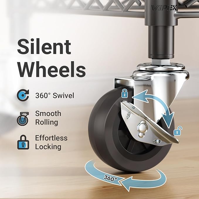 VIPEK R3 Plus Rolling Clothes Rack with Locking Wheels, Portable Closet for Hanging Clothes Heavy Duty Garment Rack with Adju