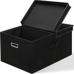 Graciadeco 75 Quarts Extra Large Decorative Storage Bins with Lids, 1 Pack Black Collapsible Storage Bins with Lids, Stackabl