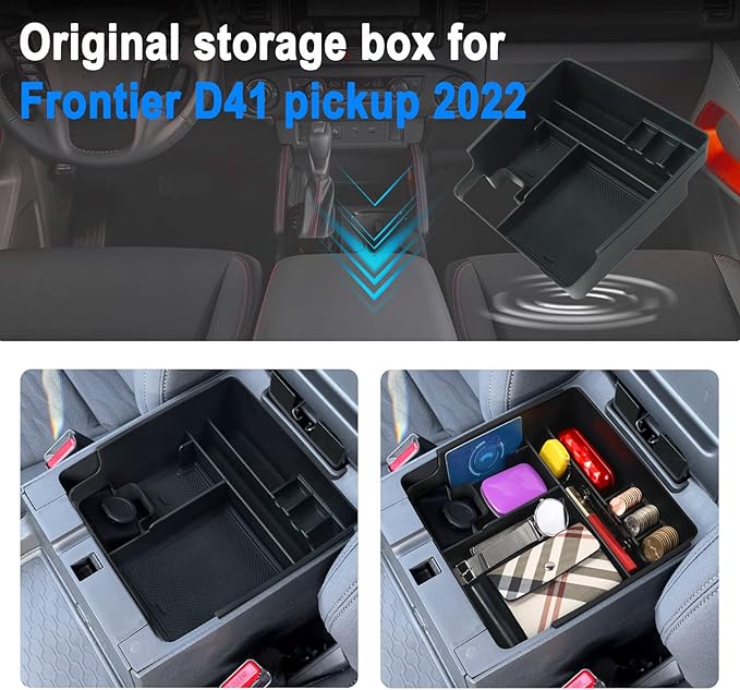 SHAOHAO for 2025 2026 Nissan Frontier Center Console Organizer Tray 2022-2025 2026 Nissan Frontier (S/SV/Pro-X/Pro-4X/SL) Console Tray Frontier 2023 2024 2025 2026 Accessories Armrest Box Organizer