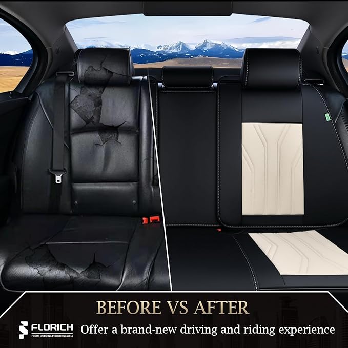 FLORICH Rear Automotive Seat Covers Leather Car Seat Covers Waterproof Back Seat Cover Universal Seat Cushion Protector for M
