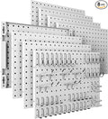 Spampur Peg Board, 8 Pack Metal Pegboard Panels with 50 Hooks, White Pegboards Wall Organizer, Peg Board for Walls Home, Gara