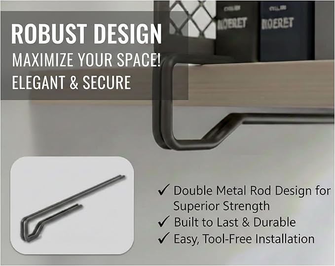 Nexu 6-Pack Metal Mesh Shelf Dividers for Closet Organization, Ultra-Stable Under-Shelf Hook Design, Matte Non-Slip Heavy Dut