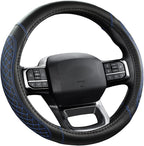 West Llama Customized Auto Car Steering Wheel Cover for Ford F-150, F-250, F-350, Expedition(Diamond Quilted - Black+Blue)