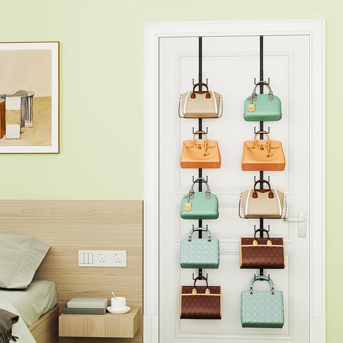 SWTYMIKI Over Door Hat Organizer - 2 Packs Metal Wall Mounted Hat Rack with 5-Tier Dual Hooks Design, Hanging Baseball Cap Or