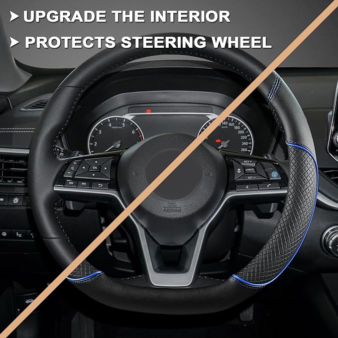 GIANT PANDA D Shape Steering Wheel Cover for Nissan Rogue Kicks - Auto Car Steering Wheel Cover Customized for Nissan Altima 