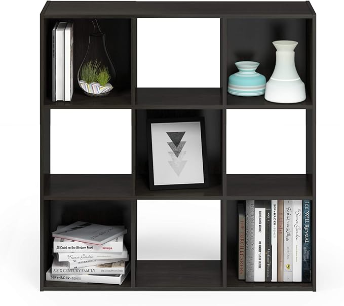 Furinno Pelli Cubic Storage Cabinet, 3x3, Espresso