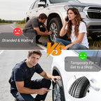 61PCS Tire Repair Rubber Nail Kit, Premium Spiral Screw-in Tire Plugs with 2 Sizes, Emergency Roadside Flat Tire Fix Tool for
