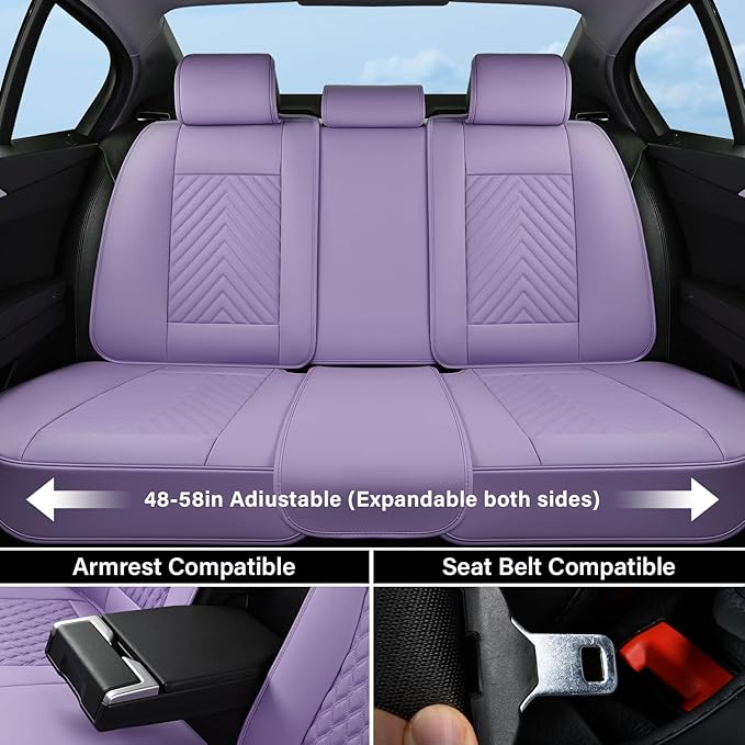 Coverado Car Seat Covers Full Set, Faux Leather Seat Covers for Car, Luxury Automotive Seat Covers Waterproof Car Seat Protec