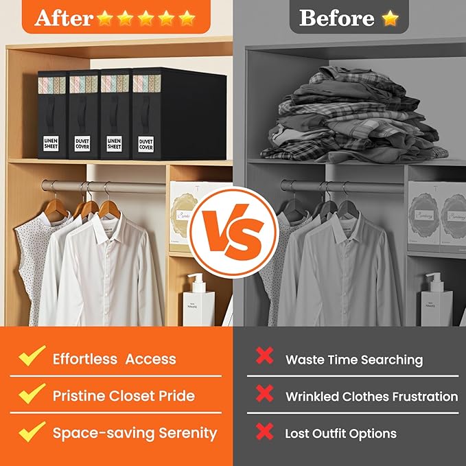 WOWBOX Sheet Organizers and Storage,Closet Bed Sheet Organizer Under Bed Storage and Organization with Label Cards & Clear Wi