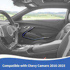 for Camaro Inner Door Panel Trim, Door V Shape Panel Cover Compatible with Chevy Camaro 2016-2024, Carbon Fiber (Fits LED Light Strips)