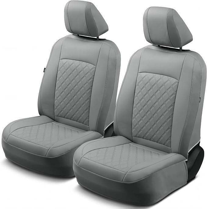 GIANT PANDA 2PCS Front Car Seat Cover for Toyota Rav4 Camry Highlander Corolla Prius Corolla Cross Venza Avalon, Faux Leather