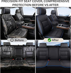 Coverado Chevy Silverado Seat Covers Full Set, Faux Leather Car Seat Covers Fit for 2014-2018 1500, 2015-2019 2500HD 3500HD C
